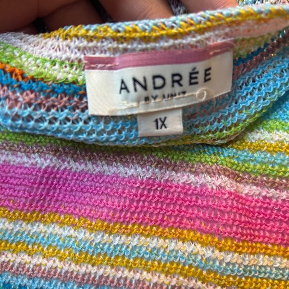 A free Colorful Striped Knit Cardigan Sweater 1X By Andrée - Picture 4 of 6